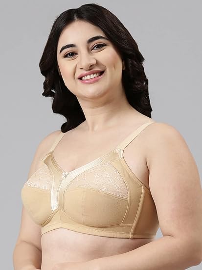 Enamor Innovations Fabcool M-Frame Side Shaper Panel Cotton Everyday Bra – Non-Padded, Wirefree, Full Coverage A014